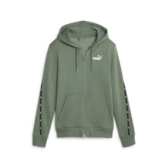 Puma Essentials Tape Full Zip Hoodie Womens Green Casual Outerwear 67599744