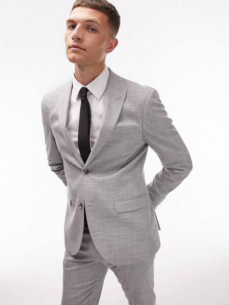 Topman skinny suit jacket in grey