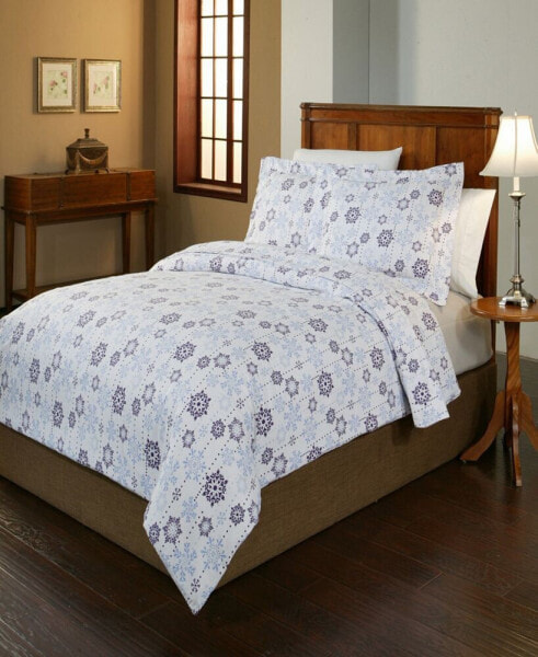 Snowdrop Print Luxury Size Cotton Flannel Duvet Cover Set, Full/Queen