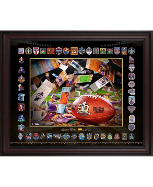 Super Bowl On The Fifty Framed 16" x 20" Patches Collage - Limited Edition of 2015