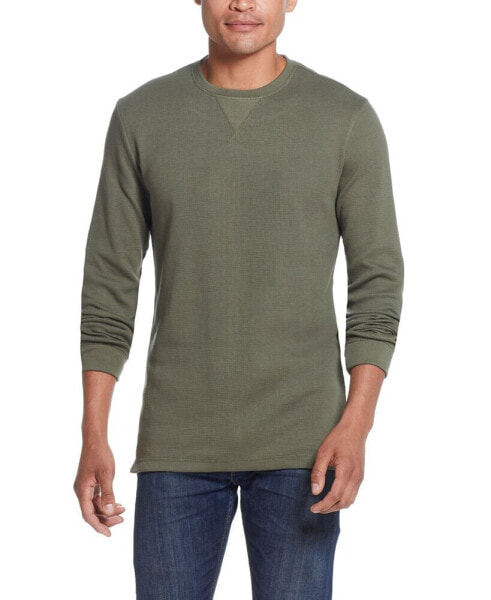 Men's Long Sleeved Waffle Crew Neck Shirt