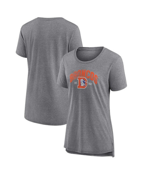 Women's Heather Gray Denver Broncos Drop Back Modern Tri-Blend T-shirt