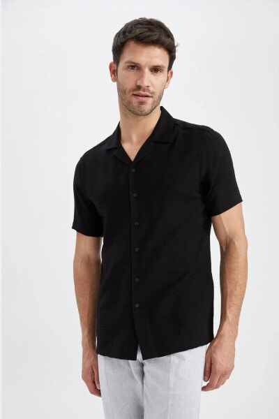Мужская рубашка Defacto Modern Fit с коротким рукавом из вискозы