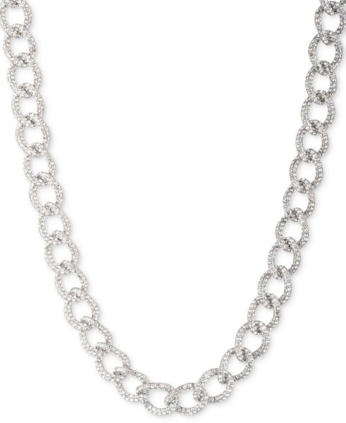 Silver-Tone Pavé Link Collar Necklace, 16" + 3" extender