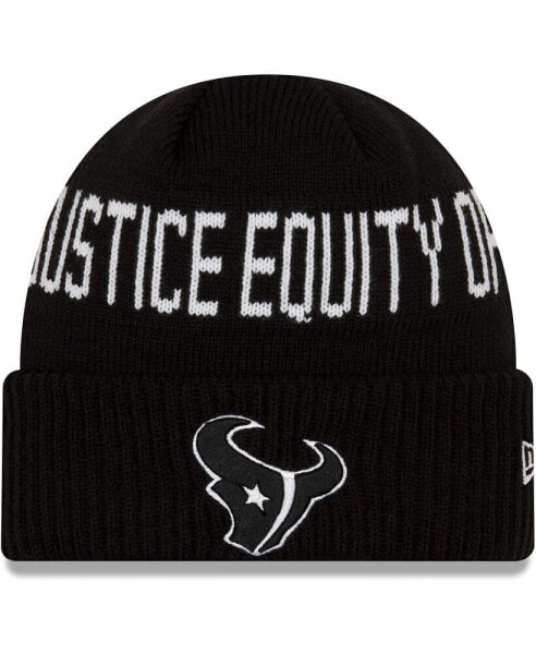 Men's Black Houston Texans Team Social Justice Cuffed Knit Hat