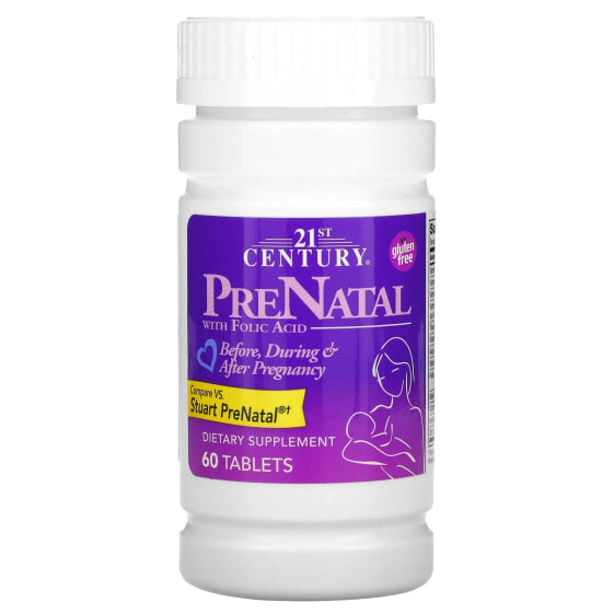 Витамины для женского здоровья 21st Century PreNatal с фолиевой кислотой, 60 таблеток
