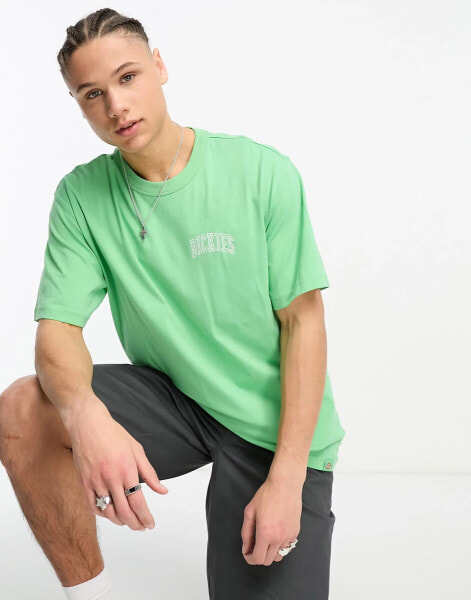 Dickies aitkin left chest varsity logo t-shirt in green