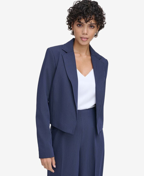 Petite Pinstriped Open-Front Blazer