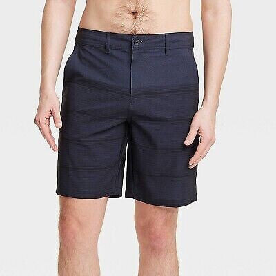 Men's 9" Striped Hybrid Swim Shorts - Goodfellow & Co Black 36