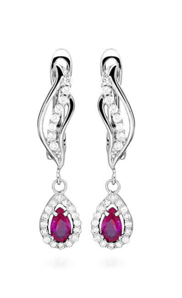 Silver earrings with rubies and zircons SVLE0660SH8R100