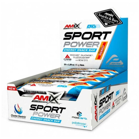 AMIX Sport Power Energy 45g 20 Units Mango Energy Bars Box