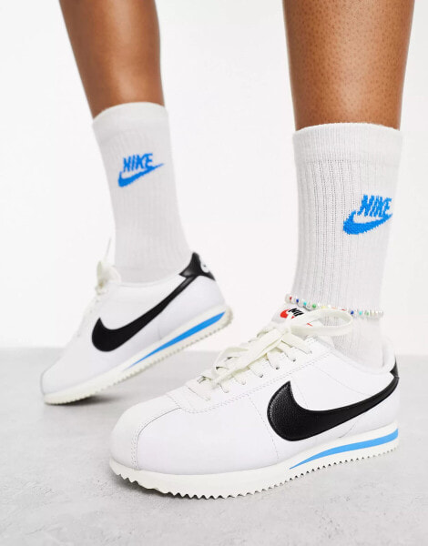 Nike Cortez leather trainers in off white and cacao brown