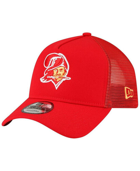 Men's Red Tampa Bay Buccaneers Throwback Logo A-Frame Trucker 9FORTY Adjustable Hat