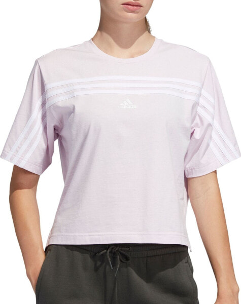 adidas 183417 Womens Must Haves Ringer 3-Stipes T-Shirt Aero Pink Size Large