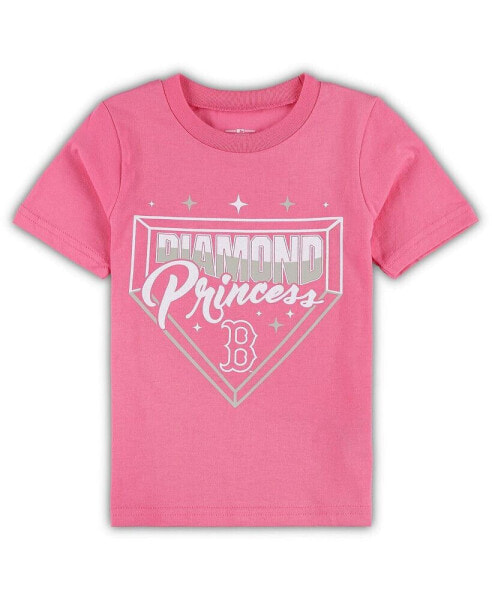 Girls Toddler Pink Boston Red Sox Diamond Princess T-shirt
