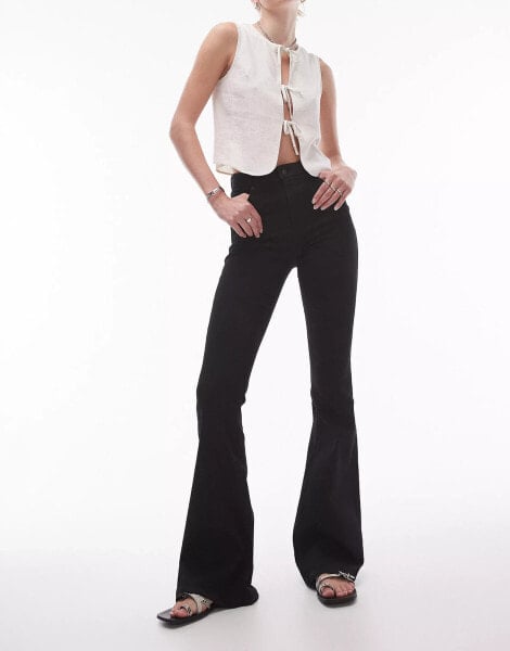 Topshop Tall high rise Jamie flare jeans in black