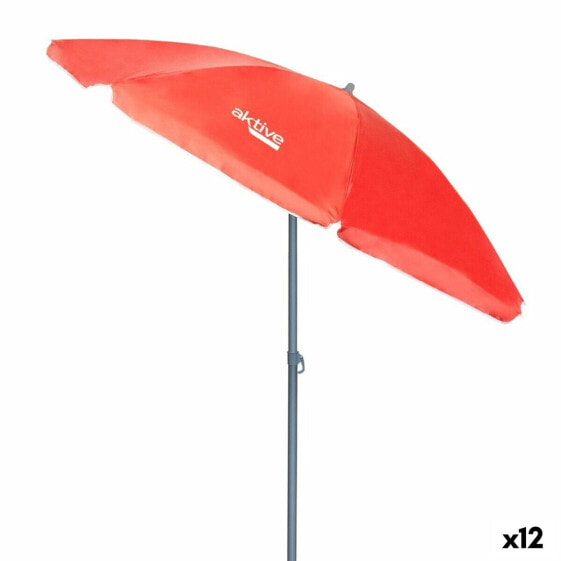 Пляжный зонт AKTIVE UV50 Коралл Ø 180 см Полиэстер Алюминий 180 x 187 x 180 см (12 штук)