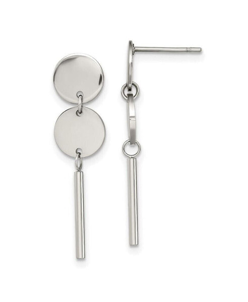 Stainless Steel Polished Discs with Bar Dangle Earrings