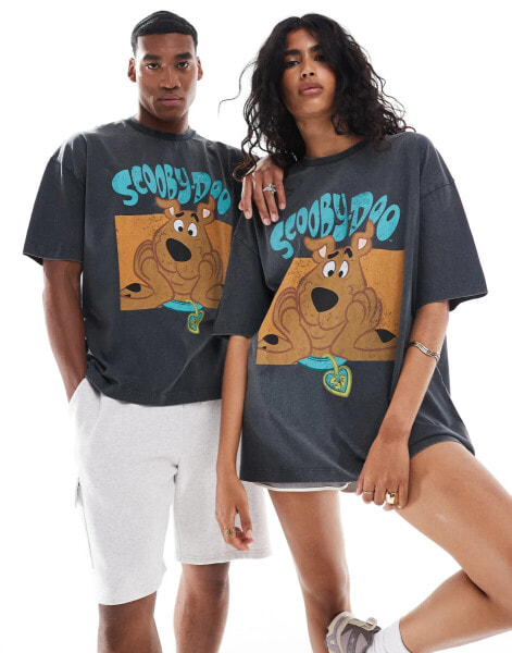 ASOS DESIGN unisex oversized license t-shirt with Scooby Doo print in washed grey