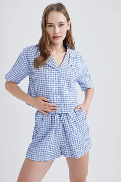 Coool Oversize Fit Pijama Yaka Kısa Kollu Gömlek B1857ax23hs