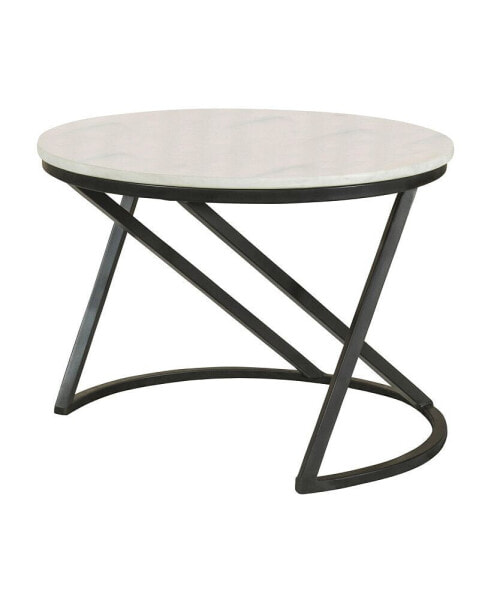 17.75" Marble Round Accent Table with Marble Top
