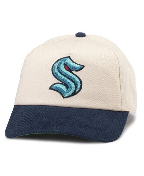 Men's White, Deep Sea Blue Seattle Kraken Burnett Adjustable Hat