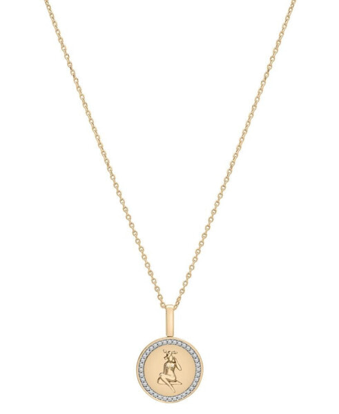 Audrey by Aurate diamond Sagittarius Disc 18" Pendant Necklace (1/10 ct. t.w.) in Gold Vermeil, Created for Macy's