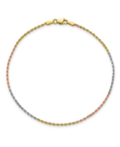 Rope Chain Anklet in 14k Yellow, Rose and White Gold