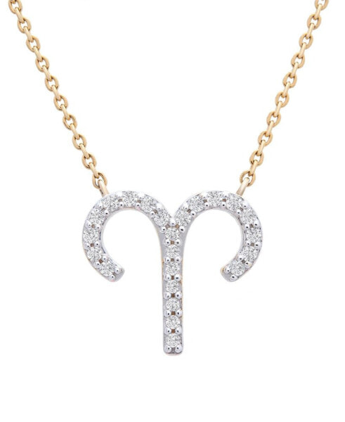 Wrapped diamond Zodiac Pendant Necklace (1/10 ct. t.w.) in 14K Yellow Gold or 14K White Gold