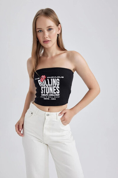 Майка Defacto Rolling Stones Fitted Straplez Atlet
