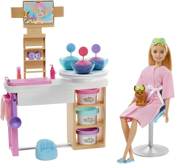 Barbie Wellness Face Masks Playset with Doll, Puppy, Moulds and Plasticine