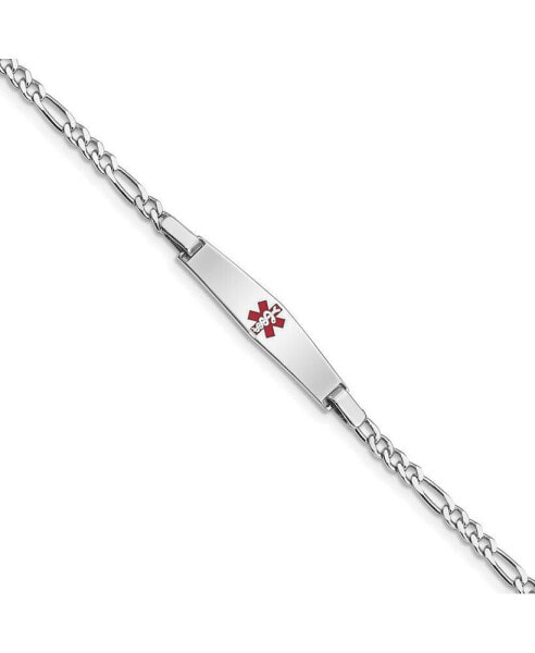 Sterling Silver Rhodium-plated Medical ID Figaro Link Bracelet