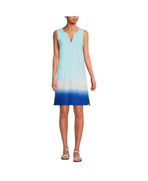 Petite Cotton Jersey Sleeveless Swim Cover-up Dress Print