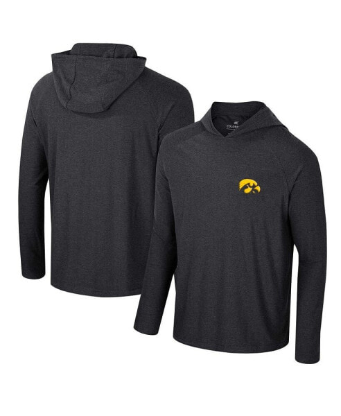 Men's Black Iowa Hawkeyes Cloud Jersey Raglan Long Sleeve Hoodie T-Shirt