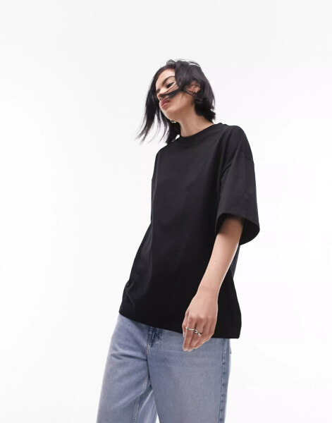 Topshop oversized tee in black