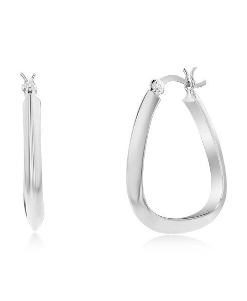 Sterling Silver or Gold Plated over Sterling Silver 27mm Triangle-Shaped Hoop Earrings