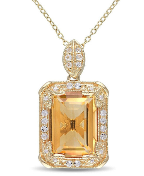 Macy's citrine (6-1/4 ct. t.w.), White Topaz (1/2 ct. t.w.) and Diamond Accent Halo 18" Necklace in 18k Yellow Gold Over Sterling Silver