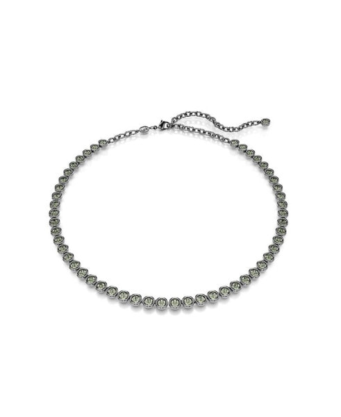 Round Cut, Gray, Ruthenium Plated Imber Tennis Necklace