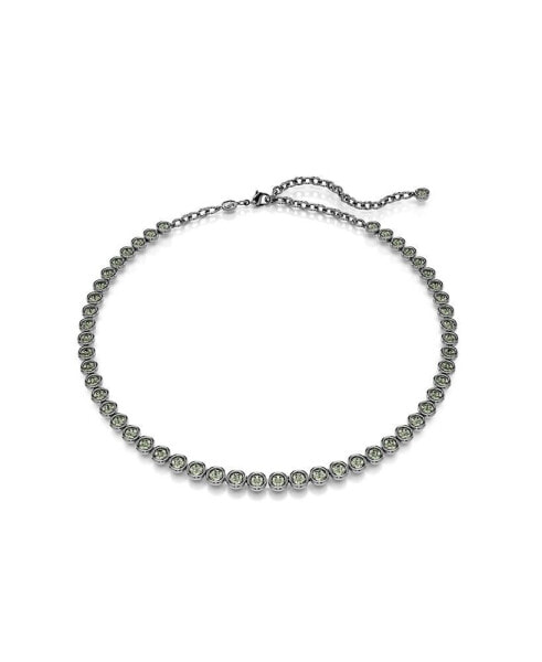 Swarovski round Cut, Gray, Ruthenium Plated Imber Tennis Necklace