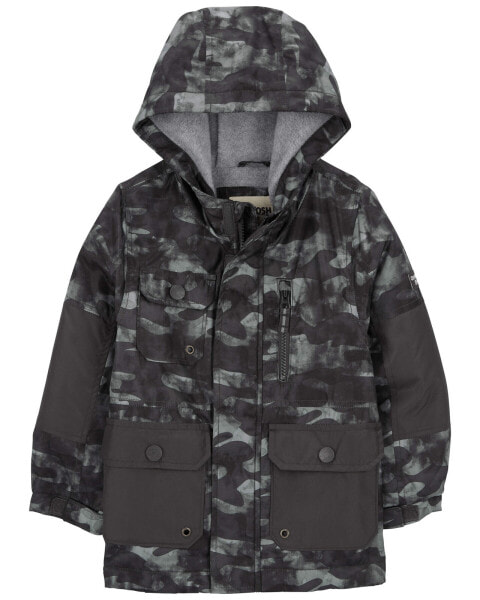 Toddler Camo Print Fleece-Lined Midweight Utility Jacket 4T