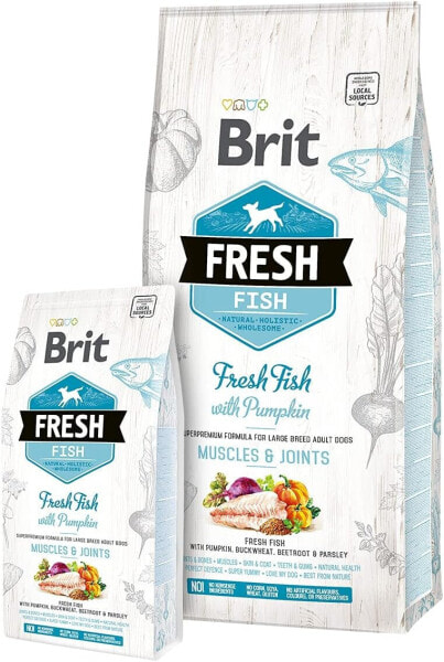 Brit 12kg Fresh Adult Large Fish & Pumpkin, Muscles & Joints, Dog Food