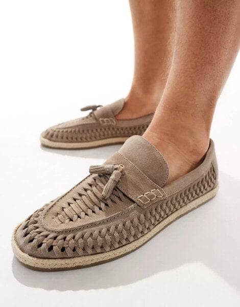 River Island espadrille woven loafer in stone