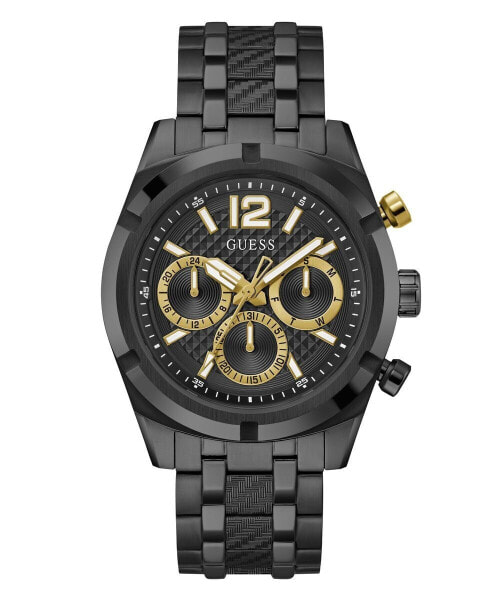 Guess Herren Multifunkion Armbanduhr RESISTANCE schwarz, gold 44 mm GW0714G4