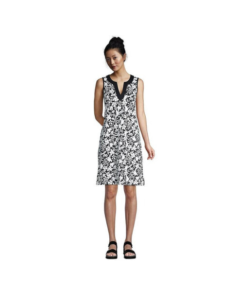 Women's Cotton Jersey Sleeveless Swim Cover-up Dress Print