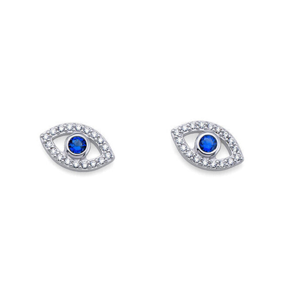Charming Azure silver earrings with zircons 62211