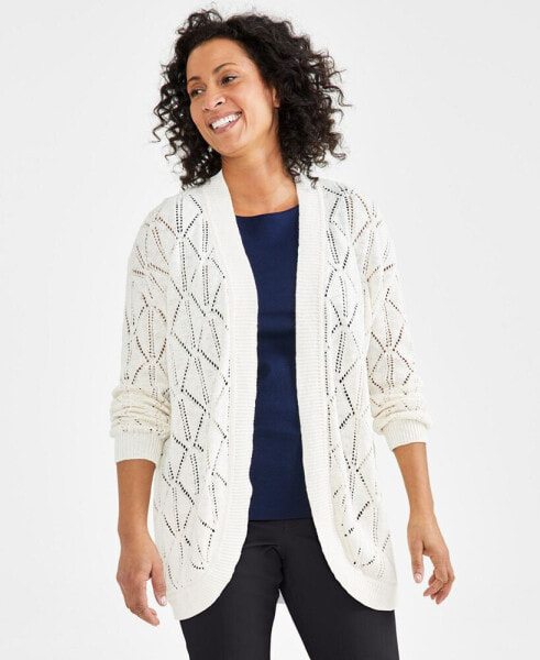 Women's Pointelle Open-Front Cardigan, Created for Macy's