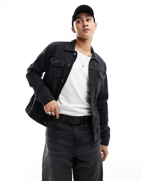 DTT slim fit denim jacket in grey