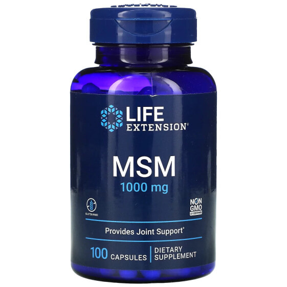 Витамины и БАДы для мышц и суставов Life Extension MSM, 3000 мг, 100 капсул (1000 мг на капсулу)