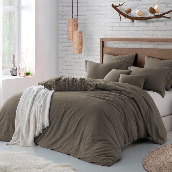 Microfiber Washed Crinkle Duvet Cover & Shams, Full/Queen