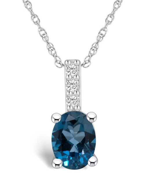 London Blue Topaz (1-5/8 Ct. T.W.) and Diamond Accent Pendant Necklace in 14K White Gold